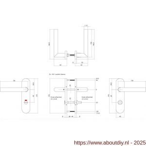 Intersteel 1225 deurkruk Jura Basic op schild verdekt ovaal 170x40 mm WC 63/8 mm RVS - A26008454 - afbeelding 2