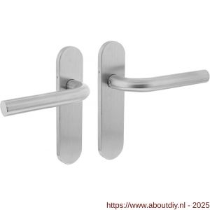 Intersteel 1226 deurkruk Recht Basic op schild verdekt ovaal 170x40 mm blind RVS - A26008455 - afbeelding 1