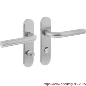 Intersteel 1226 deurkruk Recht Basic op schild verdekt ovaal 170x40 mm WC 63/8 mm RVS - A26008456 - afbeelding 1