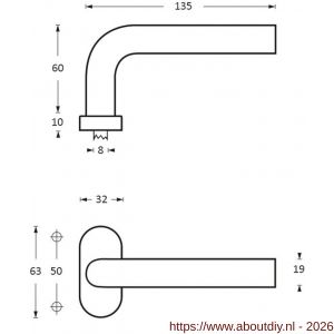 Intersteel Essentials 1235 deurkruk Jura op rozet verdekt ovaal 65x30x10 mm RVS - A26000596 - afbeelding 2