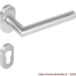 Intersteel 1235 deurkruk Jura op rozet verdekt ovaal 65x30x10 mm en cilinderrozetten RVS - A26000597 - afbeelding 1