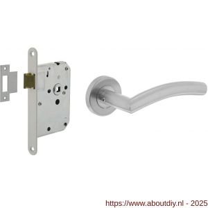 Intersteel Essentials 1240 set loopslot wit met deurkruk Lisa-90 graden Basic op rozet diameter 53x9 mm RVS - A26011070 - afbeelding 1