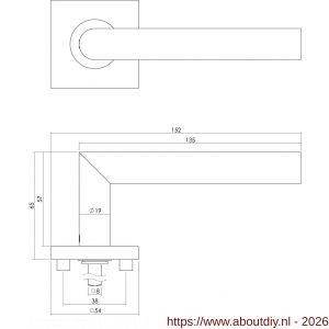 Intersteel Essentials 1242 deurkruk Jura op rozet verdekt 53x53x8 mm met nokken RVS - A26000606 - afbeelding 2