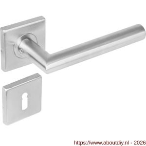 Intersteel 1242 deurkruk Jura op rozet verdekt 53x53x8 mm met nokken en sleutelrozetten RVS - A26000519 - afbeelding 1