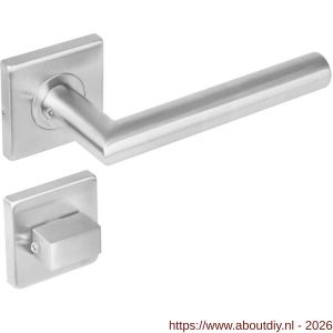 Intersteel 1242 deurkruk Jura op rozet verdekt 53x53x8 mm met nokken en WC-sluiting met stift 8x8 mm RVS - A26000521 - afbeelding 1