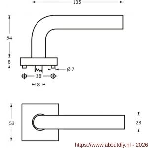 Intersteel Essentials 1243 deurkruk Ovaal-90 graden op rozet verdekt 53x53x8 mm met nokken RVS - A26000608 - afbeelding 2