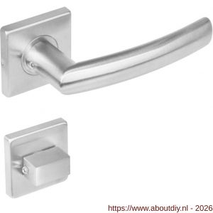 Intersteel 1248 deurkruk Blok op rozet verdekt 53x53x8 mm met nokken en WC-sluiting met stift 8x8 mm RVS - A26008465 - afbeelding 1
