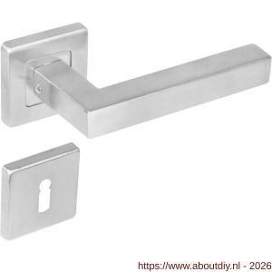 Intersteel 1249 deurkruk Vierkant op rozet verdekt 53x53x8 mm met nokken en sleutelrozetten RVS - A26000531 - afbeelding 1