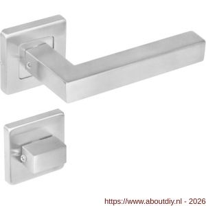 Intersteel 1249 deurkruk Vierkant op rozet verdekt 53x53x8 mm met nokken en WC-sluiting met stift 8x8 mm RVS - A26007352 - afbeelding 1