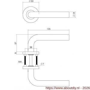 Intersteel Essentials 1270 deurkruk Recht op rozet verdekt diameter 53x8 mm met nokken EN 1906/4 RVS - A26000618 - afbeelding 2
