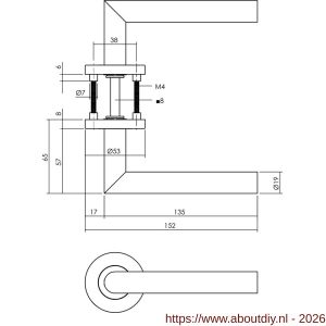 Intersteel Essentials 1272 deurkruk Jura op rozet verdekt diameter 53x8 mm met nokken EN 1906/4 RVS - A26005578 - afbeelding 2