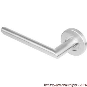 Intersteel 1273 deurkruk gatdeel links Ovaal-90 graden op rozet verdekt diameter 53x8 mm met nokken EN 1906/4 RVS - A26005590 - afbeelding 1