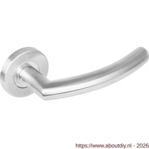Intersteel 1277 deurkruk gatdeel rechts Half rond-90 graden op rozet verdekt diameter 53x8 mm met nokken EN 1906/4 RVS - A26005621 - afbeelding 1