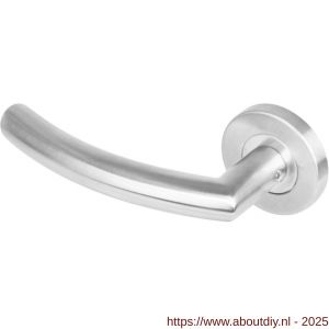 Intersteel 1277 deurkruk gatdeel links Half rond-90 graden op rozet verdekt diameter 53x8 mm met nokken EN 1906/4 RVS - A26005622 - afbeelding 1