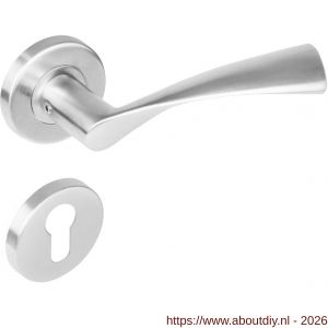 Intersteel 1279 deurkruk Vlinder op rozet verdekt diameter 53x8 mm met nokken en cilinderrozetten RVS - A26000619 - afbeelding 1