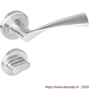 Intersteel 1279 deurkruk Vlinder op rozet verdekt diameter 53x8 mm met nokken en WC-sluiting met stift 8x8 mm RVS - A26000622 - afbeelding 1