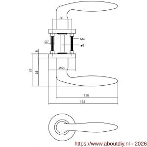 Intersteel Essentials 1281 deurkruk Jupiter op rozet verdekt diameter 53x8 mm met nokken EN 1906/4 RVS - A26000630 - afbeelding 2