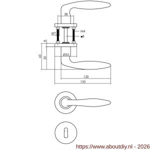 Intersteel 1281 deurkruk Jupiter op rozet verdekt diameter 53x8 mm met nokken en sleutelrozetten RVS - A26000628 - afbeelding 2