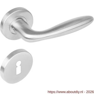 Intersteel 1281 deurkruk Jupiter op rozet verdekt diameter 53x8 mm met nokken en sleutelrozetten RVS - A26000628 - afbeelding 1