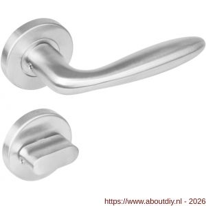 Intersteel 1281 deurkruk Jupiter op rozet verdekt diameter 53x8 mm met nokken en WC-sluiting met stift 8x8 mm RVS - A26000629 - afbeelding 1