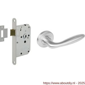 Intersteel Essentials 1281 set loopslot wit met deurkruk Jupiter op rozet diameter 53x8 mm RVS - A26011066 - afbeelding 1