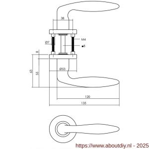 Intersteel Essentials 1281 set toiletslot 63/8 mm wit met deurkruk Jupiter op rozet diameter 53x8 mm en WC-sluiting RVS - A26011067 - afbeelding 2