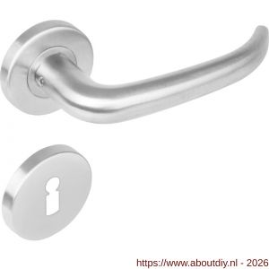 Intersteel 1282 deurkruk Sabel op rozet verdekt diameter 53x8 mm met nokken en sleutelrozetten RVS - A26000633 - afbeelding 1