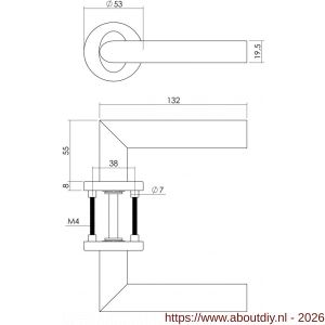 Intersteel Essentials 1283 deurkruk Girona op rozet verdekt diameter 53x8 mm met nokken EN 1906/4 RVS - A26005644 - afbeelding 2