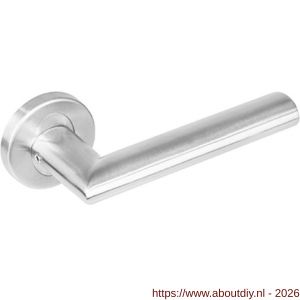 Intersteel 1283 deurkruk gatdeel rechts Girona op rozet verdekt diameter 53x8 mm met nokken EN 1906/4 RVS - A26005645 - afbeelding 1