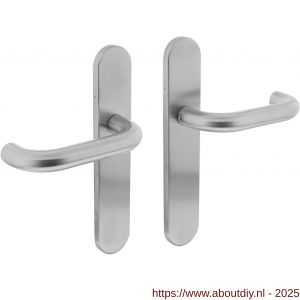 Intersteel Living 1295 deurkruk Rond op schild verdekt ovaal 219x40 mm met nokken blind RVS EN 1906/4 - A26005647 - afbeelding 1