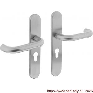 Intersteel Living 1295 deurkruk Rond op schild verdekt ovaal 219x40 mm met nokken profielcilindergat 55 mm RVS EN 1906/4 - A26005653 - afbeelding 1