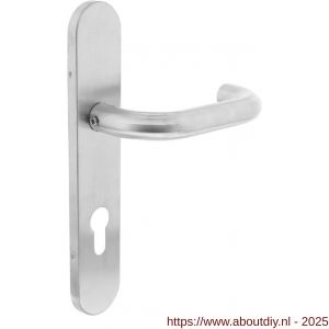 Intersteel 1295 deurkruk gatdeel links Rond op schild verdekt ovaal 219x40 mm met nokken profielcilindergat 72 mm RVS EN 1906/4 - A26005658 - afbeelding 1