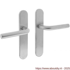 Intersteel Living 1296 deurkruk Recht op schild verdekt ovaal 219x40 mm met nokken blind RVS EN 1906/4 - A26005663 - afbeelding 1