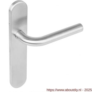 Intersteel 1296 deurkruk gatdeel rechts Recht op schild verdekt ovaal 219x40 mm met nokken blind RVS EN 1906/4 - A26005664 - afbeelding 1