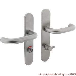 Intersteel 1298 deurkruk Rond op schild verdekt ovaal 219x40 mm met nokken WC 72/8 mm stiftbediening RVS EN 1906/4 - A26008512 - afbeelding 1