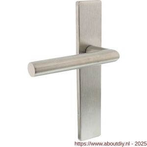 Intersteel 1307 deurkruk gatdeel links Jura op schild verdekt rechthoekig 219x40 mm met nokken blind RVS EN 1906/4 - A26010135 - afbeelding 1