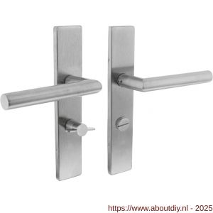 Intersteel 1307 deurkruk Jura op schild verdekt rechthoekig 219x40 mm met nokken WC 57/5 mm RVS EN 1906/4 - A26011208 - afbeelding 1