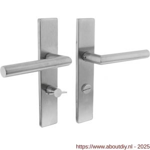 Intersteel Essentials 1307 deurkruk Jura op schild verdekt rechthoekig 219x40 mm met nokken WC 63/8 mm RVS EN 1906/4 - A26011146 - afbeelding 1