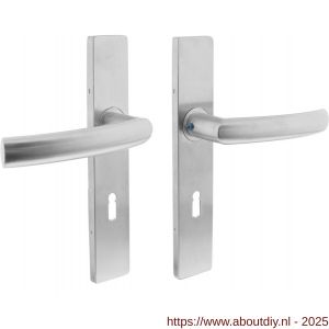Intersteel 1327 deurkruk Blok op schild verdekt rechthoekig 219x40 mm met nokken sleutelgat 72 mm RVS EN 1906/4 - A26010681 - afbeelding 1