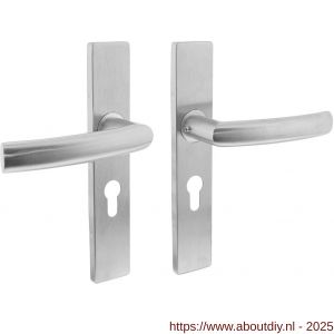 Intersteel Essentials 1327 deurkruk Blok op schild verdekt rechthoekig 219x40 mm met nokken profielcilindergat 55 mm RVS EN 1906/4 - A26005740 - afbeelding 1
