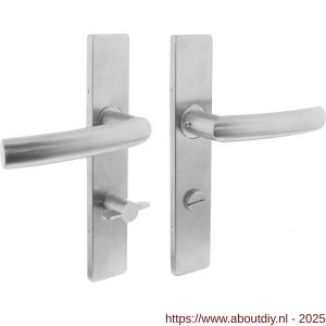 Intersteel 1327 deurkruk Blok op schild verdekt rechthoekig 219x40 mm met nokken WC 72/8 mm RVS EN 1906/4 - A26011211 - afbeelding 1