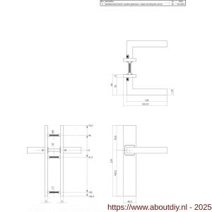 Intersteel Essentials 1337 deurkruk Vierkant op schild verdekt rechthoekig 219x40 mm met nokken blind RVS EN 1906/4 - A26005756 - afbeelding 2