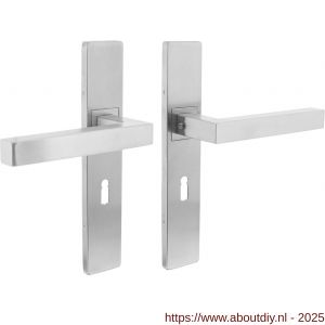 Intersteel Essentials 1337 deurkruk Vierkant op schild verdekt rechthoekig 219x40 mm met nokken sleutelgat 56 mm RVS EN 1906/4 - A26005759 - afbeelding 1