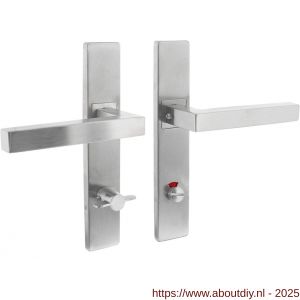 Intersteel 1337 deurkruk Vierkant op schild verdekt rechthoekig 219x40 mm met nokken WC 72/8 mm RVS EN 1906/4 - A26005763 - afbeelding 1