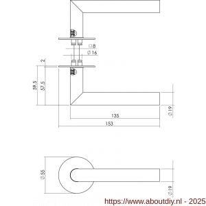 Intersteel Living 1583 deurkruk Jura met rozet zelfklevend diameter 55x2 mm RVS - A26011024 - afbeelding 2