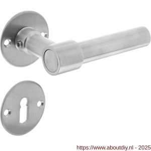 Intersteel 1670 deurkruk L/L recht met rozet diameter 50x2 mm en sleutelrozetten RVS - A26010683 - afbeelding 1
