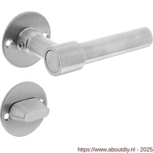 Intersteel 1670 deurkruk L/L recht met rozet diameter 50x2 mm en WC-sluiting met stift 8x8 mm RVS - A26010685 - afbeelding 1