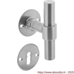 Intersteel 1671 deurkruk L/T recht met rozet diameter 50x2 mm en sleutelrozetten RVS - A26010686 - afbeelding 1