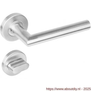 Intersteel 1961 deurkruk Niesen op rozet verdekt diameter 53x8 mm met nokken en WC-sluiting met stift 8x8 mm RVS - A26010463 - afbeelding 1