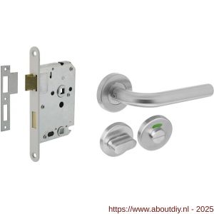 Intersteel Essentials 2100 deurkrukset bestaand uit toiletslot voorplaat wit met toilet- en deurkrukgarnituur Recht op rozet RVS - A26010037 - afbeelding 1